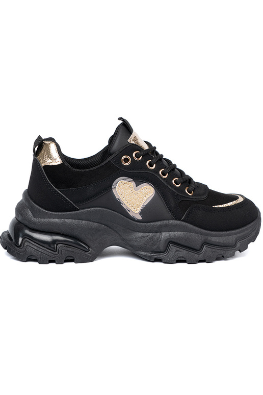 de color negro Zapatillas modelo zapatos. z ozdobnym doradom corazónm