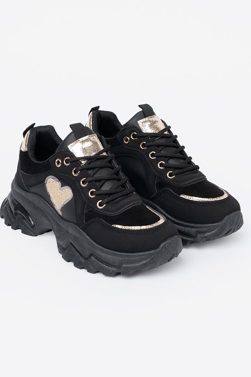 de color negro Zapatillas modelo zapatos. z ozdobnym doradom corazónm