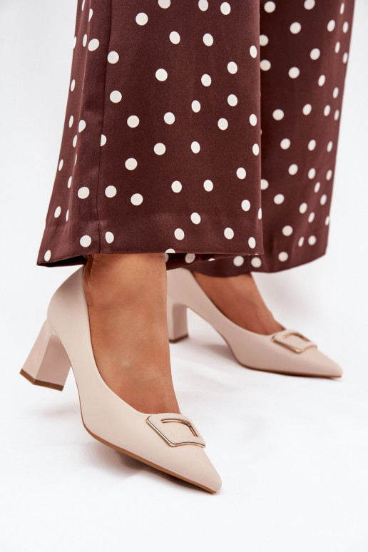 Zapatos con tacones para decorar con hebillas beige Seriva