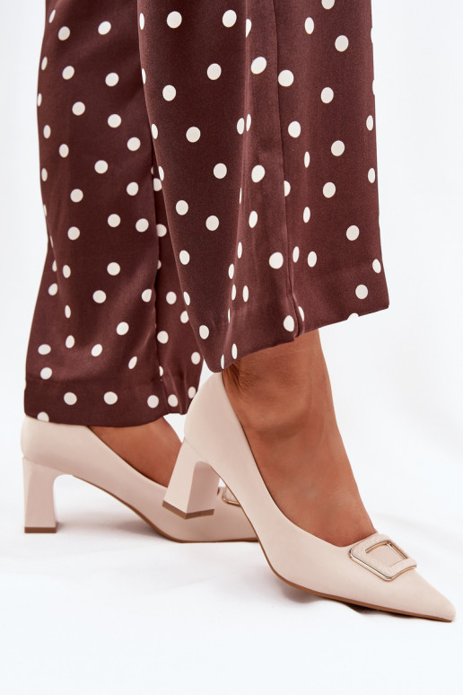 Zapatos con tacones para decorar con hebillas beige Seriva