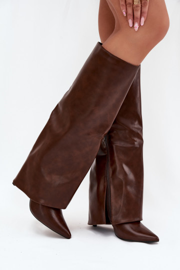Botas altos acolchados con tacones finos y chocolate "Tamonia"