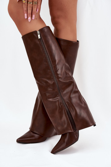 Botas altos acolchados con tacones finos y chocolate "Tamonia" 2