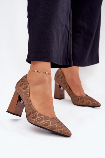 Zapatos de tacón alto Con decoraciones Tłoczeniem Vinceza 62254 color marrón