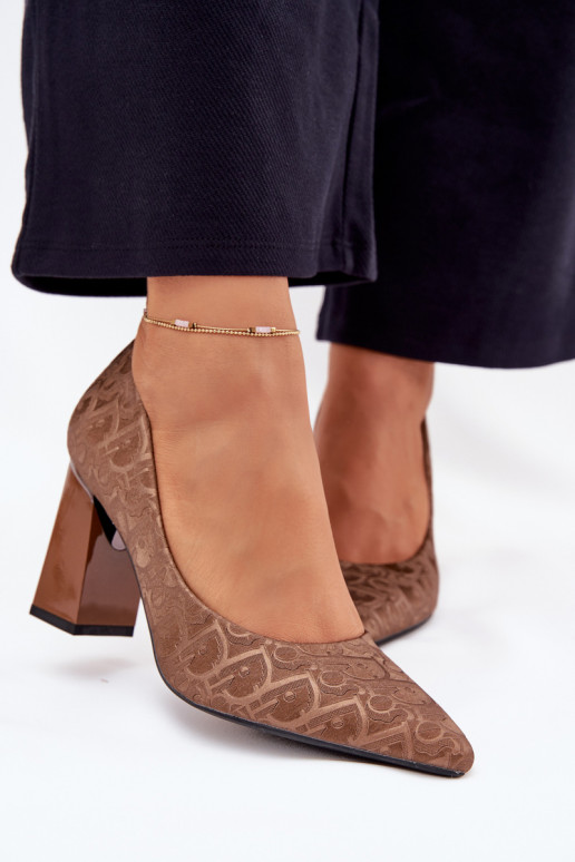 Zapatos de tacón alto Con decoraciones Tłoczeniem Vinceza 62254 color marrón Zapatos de tacón alto Con decoraciones Tłoczeniem Vinceza 62254 color marrón