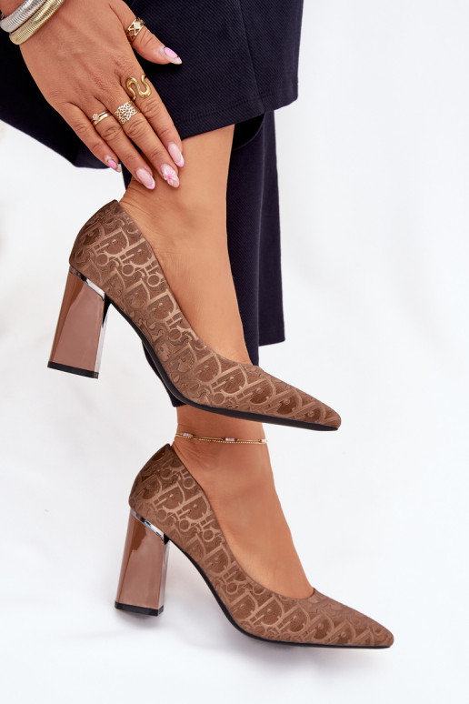 Zapatos de tacón alto Con decoraciones Tłoczeniem Vinceza 62254 color marrón Zapatos de tacón alto Con decoraciones Tłoczeniem Vinceza 62254 color marrón