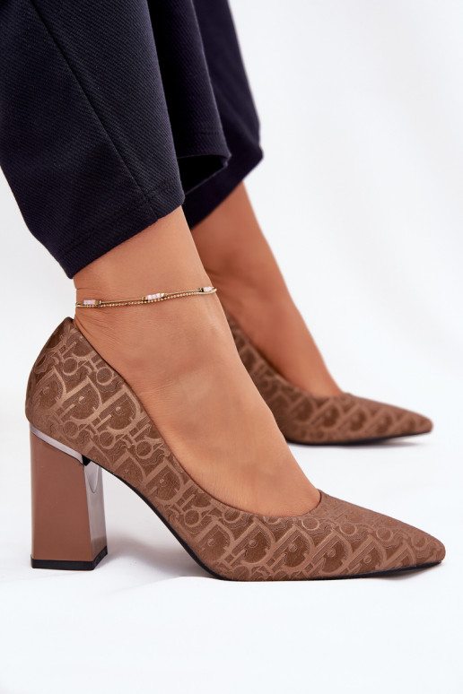 Zapatos de tacón alto Con decoraciones Tłoczeniem Vinceza 62254 color marrón Zapatos de tacón alto Con decoraciones Tłoczeniem Vinceza 62254 color marrón