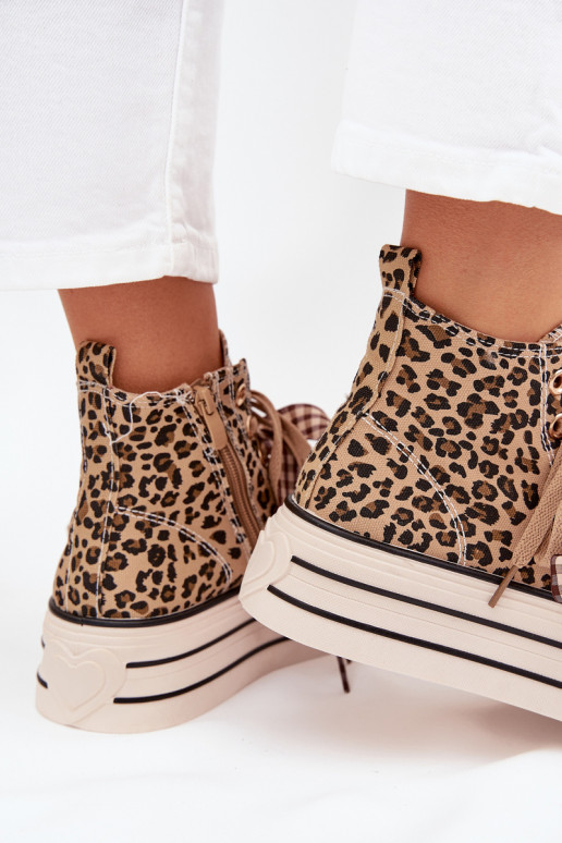 Zapatos de ocio con cintas de cordones I Zamkiem con una plataforma con estampados de piel de leopardo Tiene quevara