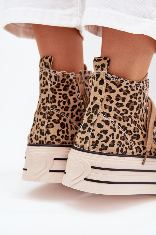 Zapatos de ocio con cintas de cordones I Zamkiem con una plataforma con estampados de piel de leopardo Tiene quevara