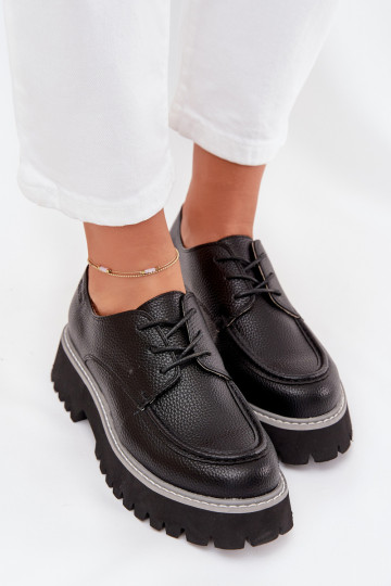 zapatos mocasines de mujer con un encaje Big Star NN274052 de color negro