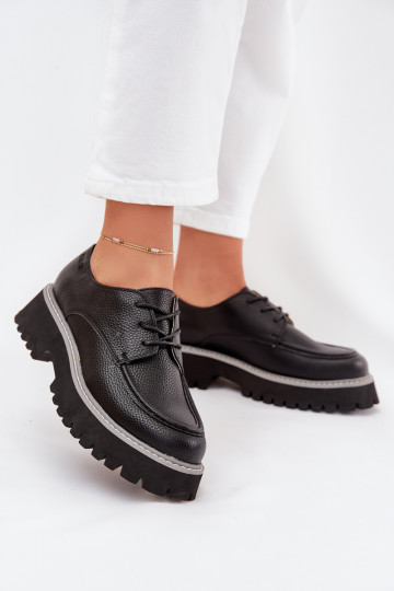 zapatos mocasines de mujer con un encaje Big Star NN274052 de color negro 2