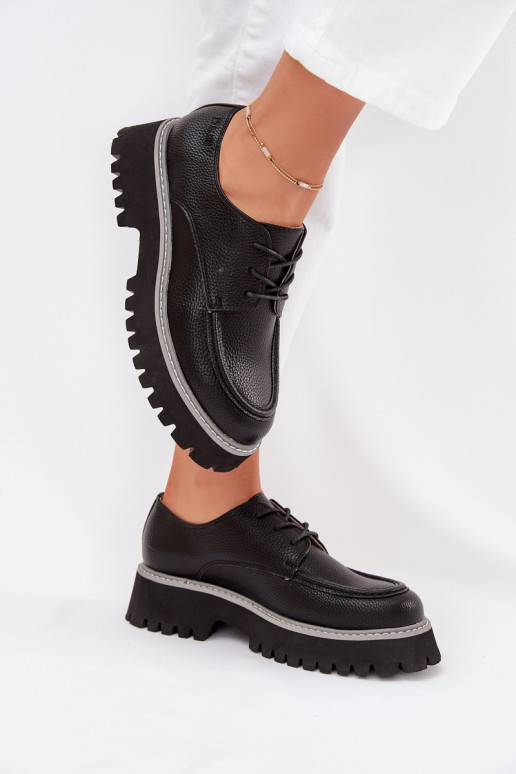 zapatos mocasines de mujer con un encaje Big Star NN274052 de color negro