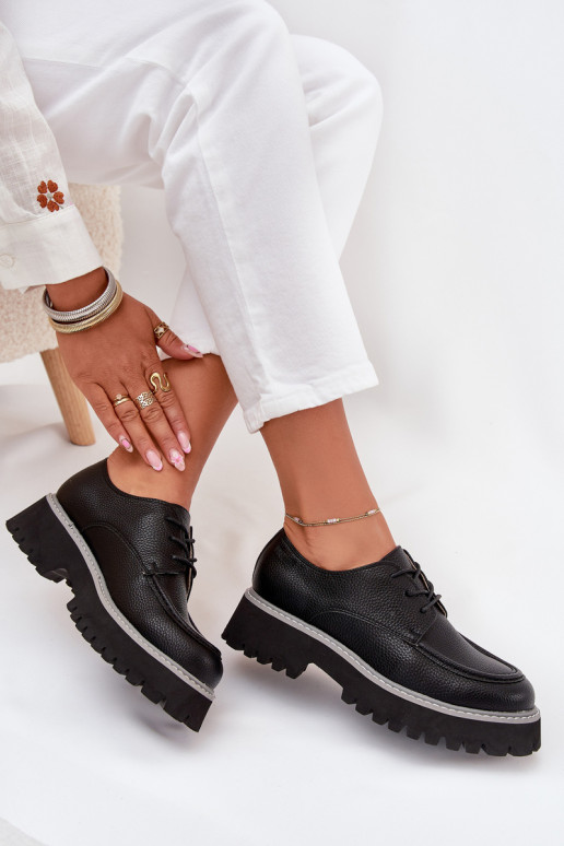 zapatos mocasines de mujer con un encaje Big Star NN274052 de color negro