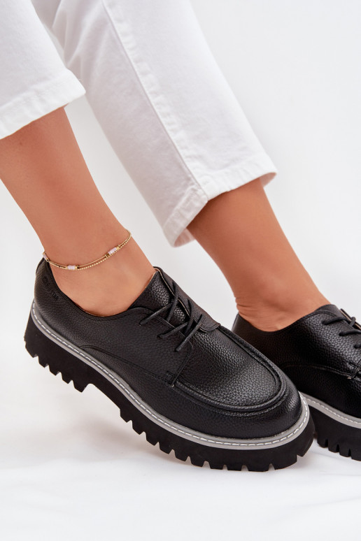 zapatos mocasines de mujer con un encaje Big Star NN274052 de color negro