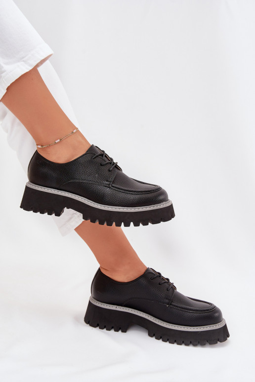 zapatos mocasines de mujer con un encaje Big Star NN274052 de color negro