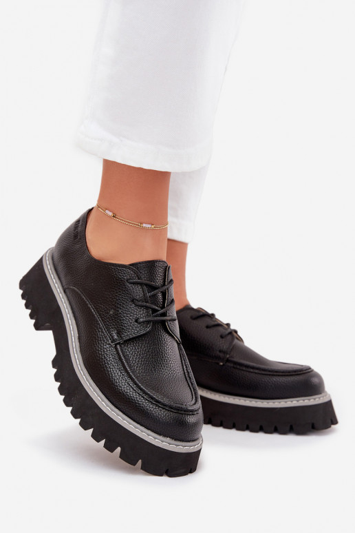 zapatos mocasines de mujer con un encaje Big Star NN274052 de color negro