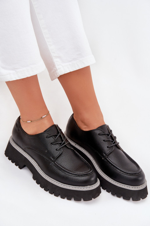 zapatos mocasines de mujer con un encaje Big Star NN274052 de color negro