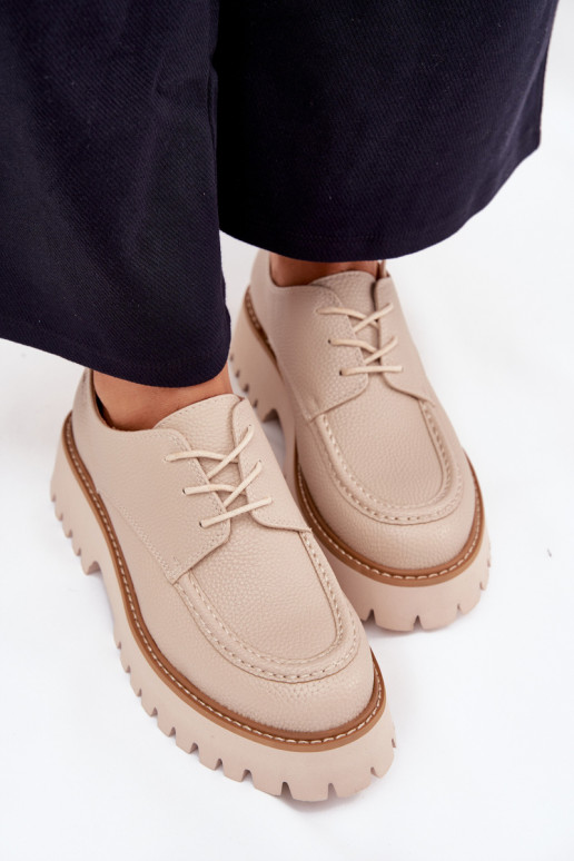 zapatos mocasines de mujer con un encaje Big Star NN274053 beige