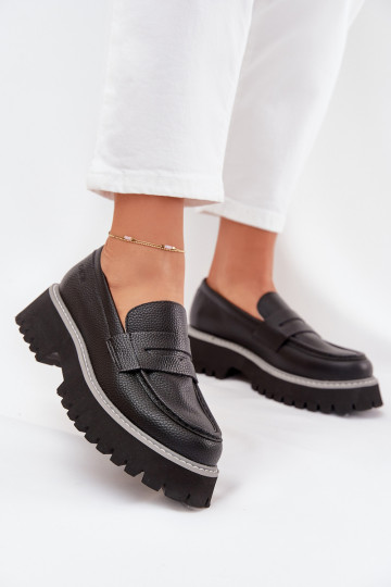 Mocasines para mujeres con plataforma y tacón plano "Big Star NN274049" color negro 2