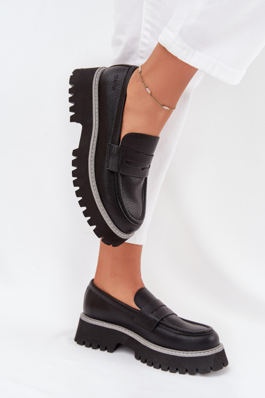 Mocasines de plataforma de mujer Y tacones planos Big Star NN274049 de color negro