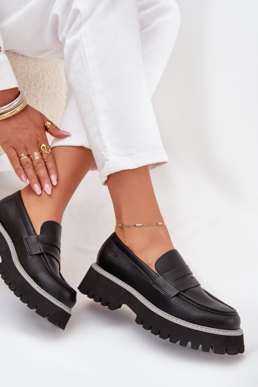 Mocasines de plataforma de mujer Y tacones planos Big Star NN274049 de color negro