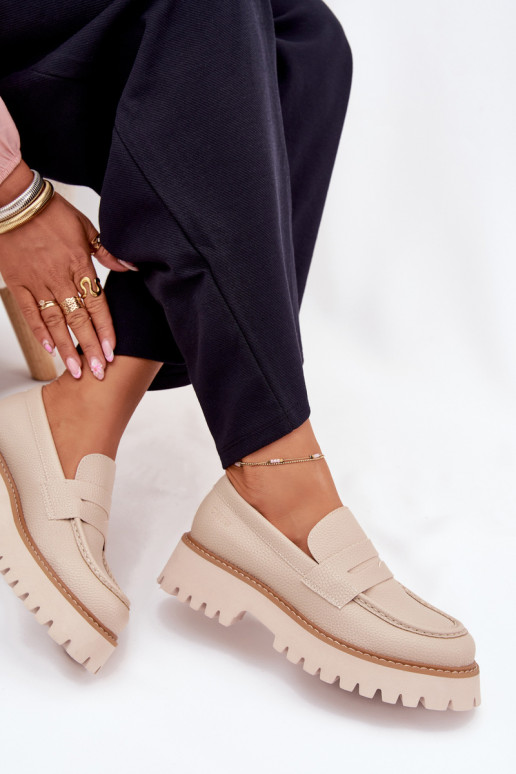 Mocasines de plataforma de mujer Y tacones planos Big Star NN274050 beige