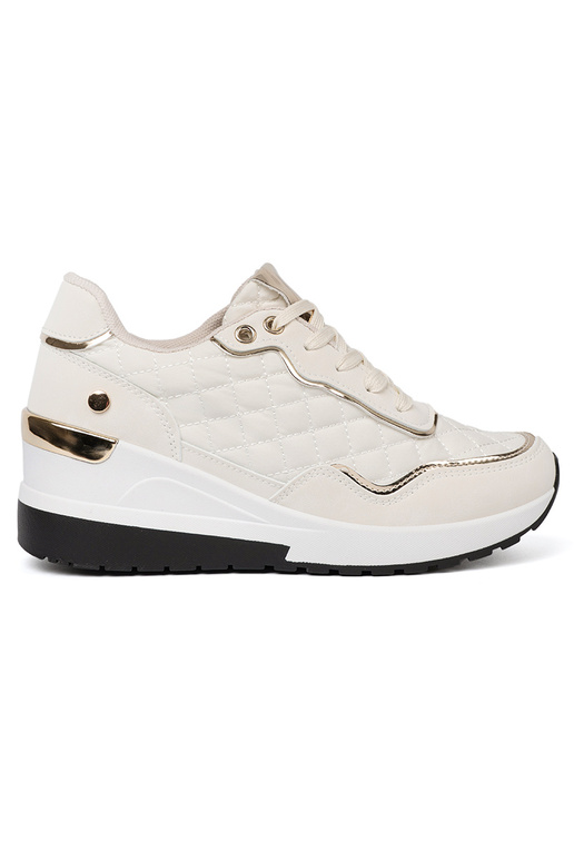 beige Zapatillas modelo zapatos. z połyskującymi doradomi akcentami