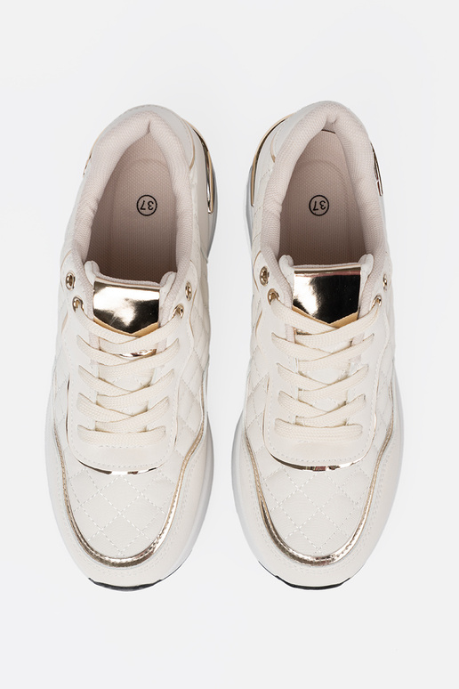 beige Zapatillas modelo zapatos. z połyskującymi doradomi akcentami