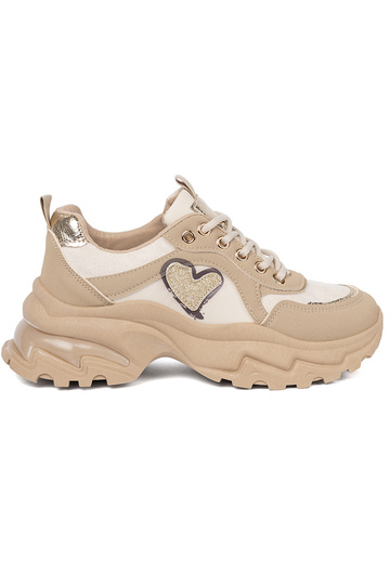 beige Zapatillas modelo zapatos. z ozdobnym doradom corazónm 2
