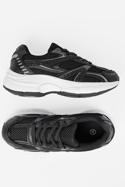 de color negro Zapatillas modelo zapatos. con malla i białą podeszAą