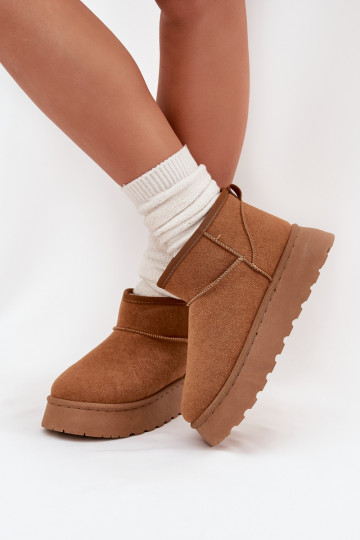 Botas de nieve Femenino con una plataforma calentamiento con pelo dentro color marrón Vesirae 2