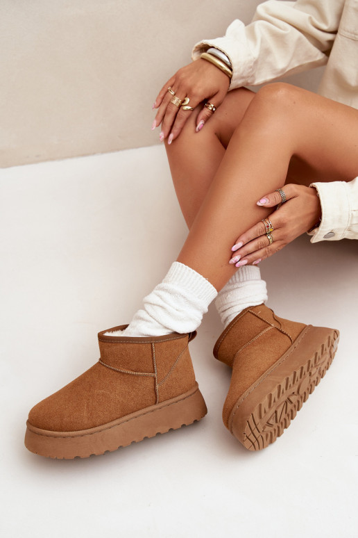 Botas de nieve Femenino con una plataforma calentamiento con pelo dentro color marrón Vesirae