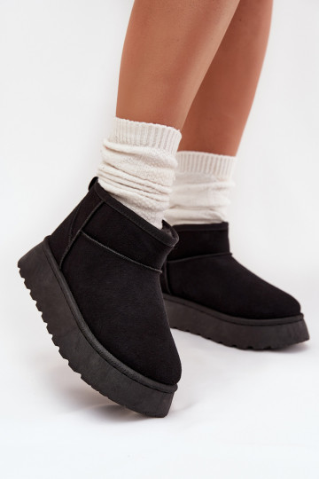 Botas de nieve Femenino con una plataforma calentamiento con pelo dentro de color negro Vesirae 2