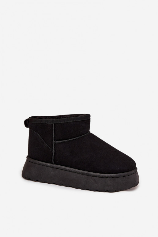 Botas de nieve Femenino con una plataforma calentamiento con pelo dentro de color negro Vesirae