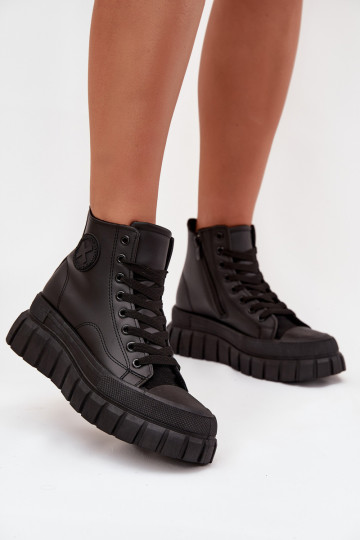 calentamiento zapatos de ocio con suela Femenino con una plataforma Cerrar de color negro Sarira