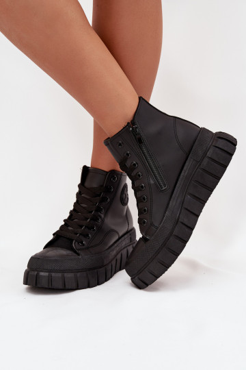 calentamiento zapatos de ocio con suela Femenino con una plataforma Cerrar de color negro Sarira 2