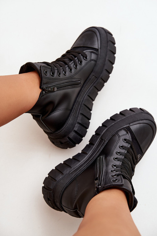 calentamiento zapatos de ocio con suela Femenino con una plataforma Cerrar de color negro Sarira calentamiento zapatos de ocio con suela Femenino con una plataforma Cerrar de color negro Sarira