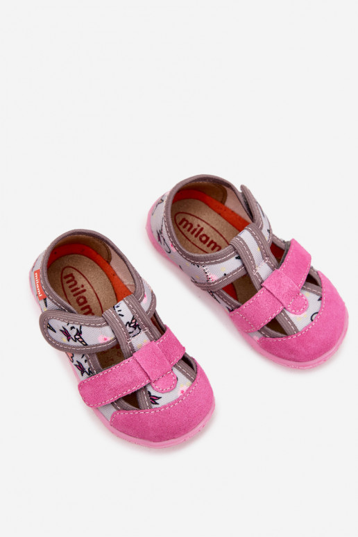 Zapatillas Milami Infantil con sujetadores adhesivos EN unicornios gris-color rosa Reathiana