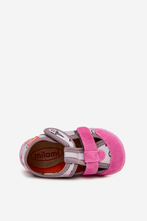 Zapatillas Milami Infantil con sujetadores adhesivos EN unicornios gris-color rosa Reathiana