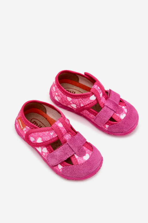 Zapatillas Milami Infantil con sujetadores adhesivos con corazones color rosa Reathiana