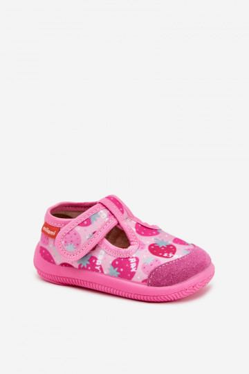 Zapatillas Milami Infantil Elastyczne con sujetadores adhesivos EN fresas color rosa Ambette