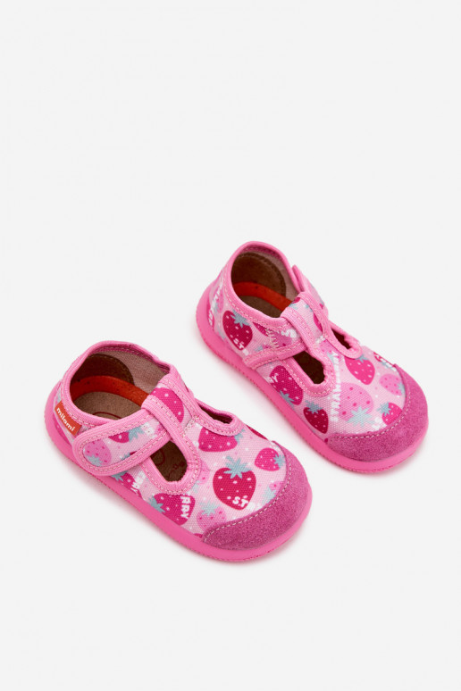 Zapatillas Milami Infantil Elastyczne con sujetadores adhesivos EN fresas color rosa Ambette