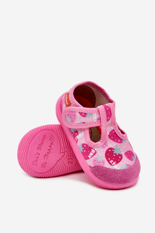 Zapatillas Milami Infantil Elastyczne con sujetadores adhesivos EN fresas color rosa Ambette
