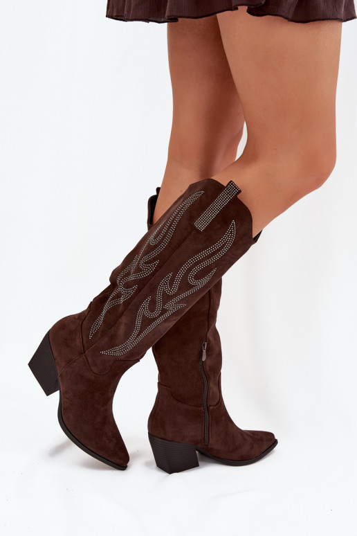 botas estilo vaquero Femenino Con decoración con tacones CzekoladoAe Jovina