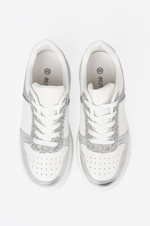 Blanco plata Zapatillas modelo zapatos. z połyskującymi detalami