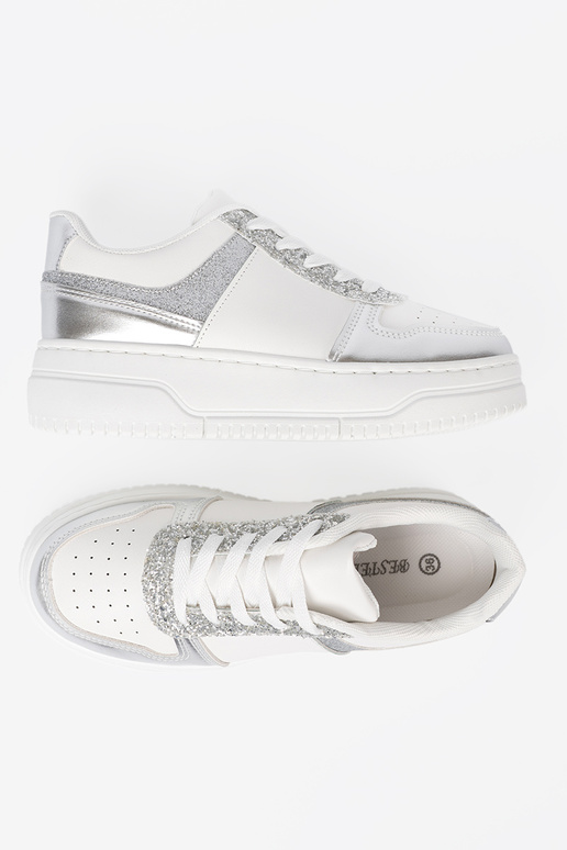 Blanco plata Zapatillas modelo zapatos. z połyskującymi detalami
