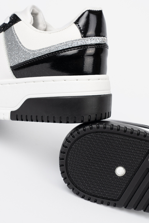 Negro y-el color blanco Zapatillas modelo zapatos. z połyskującymi platami detalami
