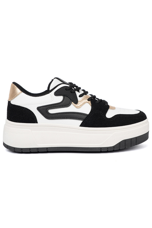 Negro y el color blanco Zapatillas modelo zapatos. ze doradomi detalami