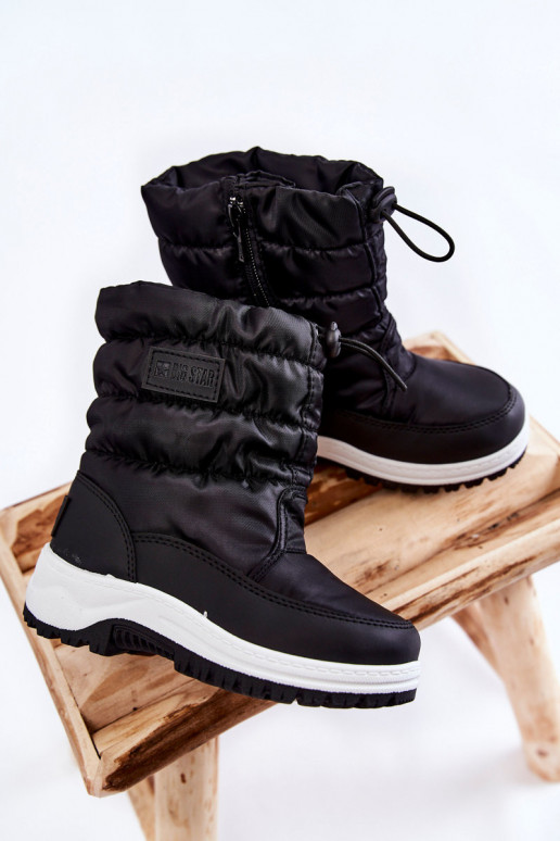 botas de nieve para niños con cremalleras Big Star KK374235 de color negro