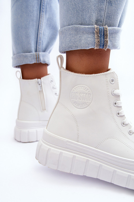 calentamiento Piel zapatos casuales Al castillo Big Star MM274624 el color blanco