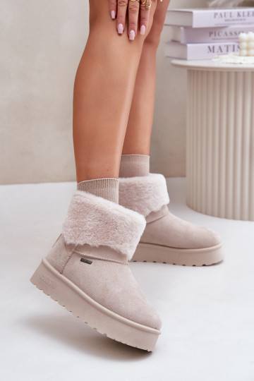 Botas de nieve con una plataforma con un abrigo de piel Big Star OO274A107 color marfil 2